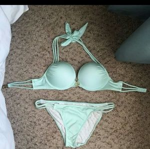 VS bombshell swim suit. Light teal